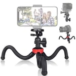 Fantaseal Flexible Tripod, 3in1 Action Camera Phone DSLR Portable Bendy Mini Travel Octopus Tripod Camcorder Tabletop Stand Mount Compatible for GoPro Canon iPhone Vlogging Live Streaming-13 inch