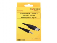 Delock Converter USB 2.0 > Serial-TTL 3.5 mm stereo jack (5 V) - Seriell adapter - USB 2.0 - seriell - svart