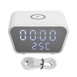 Trådlös Laddare Väckarklocka Smart Digital Elektronisk Bordsklocka med Temperaturmätare 10W Vit