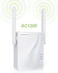 BrosTrend Répéteur WiFi AC 1200 Mb/s, Amplificateur WiFi, WiFi Extender, Booster WiFi , Couverture WiFi Étendue 5 GHz & 2,4 GHz Double Bande, Compatible avec toutes les box internet, 1 Port Ethernet