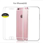 4.7" Coque iPhone 6/6s Transparente + 2 x film de protection écran en verre trempé HD, Souple Silicone étui Protecteur Bumper