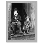 Charlie Chaplin The Kid Photo Silent Movie Still A4 Artwork Framed Wall Art Print