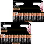 24 X DURACELL AA DURALOCK POWER ALKALINE BATTERIES LR6 MN1500 LONG EXPIRY 2026