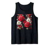 Red Rose Roses Flower Floral Design Monogram Letter N Tank Top
