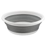 VTL® COLLAPSIBLE SILICONE WASHING UP BOWL LAUNDRY BASKETS BUCKET DISH DRAINER CAMPING (Grey, 38cm Round Collapsible Washing Up Bowl)