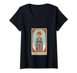 Womens The High Priestess Tarot Card Halloween Skeleton Magic V-Neck T-Shirt