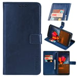 Oneplus 9R Premium Leather Wallet Case [Card Slots] [Kickstand] [Magnetic Buckle] Flip Folio Cover for Oneplus 9R Smartphone(Dark blue)