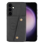 Samsung Galaxy S24 - Exklusivt Retroinspirerat Plånboksfodral i Läder Svart