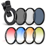 NEEWER 67mm Lens Filter Kit with Phone Lens Clip, CPL, ND32, 6 Point Star Filter, Graduated Filters (4 Colors), Compatible with 15 14 Pro Max 13 12 11 & Canon Nikon Sony Cameras