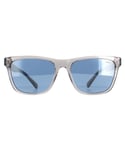 Polo Ralph Lauren Rectangle Mens Shiny Transparent Grey Light Blue Silver Mirror Sunglasses - One Size