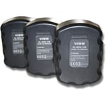 vhbw 3x Batteries compatible avec Bosch GSB 12VE-2, GSB 12, GLI 12, GLI 12V Flash light, Exact 8, GDR 12V outil électrique (3000 mAh, NiMH, 12 V)