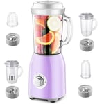 MARKS Multifunctional Small Mixing Automatic Fruit and Vegetable Soy Milk Shake Fruit Juicer Household Spice Grinder and Ice Crusher (Color : Purple)