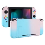 eXtremeRate Back Plate for Nintendo Switch Console, NS Joy con Handheld Controller Housing with Colorful Buttons, DIY Replacement Shell for Nintendo Switch - Gradient Pink Blue
