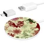 MUOOUM Reindeer With Mandala Floral Fast Wireless Charger, Wireless Charging Pad 10W Unibody Fast Charging Pad Compatible for iPhone, airpods or any Qi enabled Smartphone