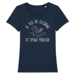 T Shirt Licorne "Je Vis De Licorne Et D'eau Fraiche" - Pour Femme - Confectionné En France - Coton 100% Bio - Cadeau Licorne Original Rigolo