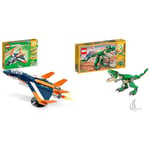LEGO 31126 Creator 3in1 Supersonic Jet Plane to Helicopter to Speed Boat Toy Set & 31058 Creator Mighty Dinosaurs Toy, 3 in 1 Model, T. rex, Triceratops and Pterodactyl Dinosaur Figures