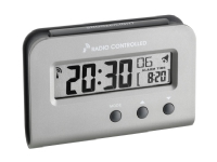 TFA-Dostmann 60.2513.54, Digital väckarklocka, Rektangel, Silver, Plast, LCD, Batteri