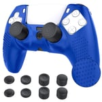 TiMOVO Cover for PS5 Controller Case Skin with 8 Thumb Grip Caps, Anti Slip Silicone Proetective Case for PS5 DualSense Wireless Controller, Blue