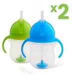 2 Pack x Munchkin “Tip and Sip” Weighted Straw Cup 207ml Blue/Green *SEALED*