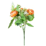 DRW Lot de 12 Bouquets de Fleurs en Polyester Orange 1 x 1 x 27 cm
