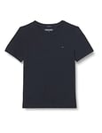 Tommy Hilfiger - Boys Essential Cotton V Neck T Shirt - Band Collar - Tommy Hilfiger Kids - Boys T Shirt - 100% Organic Cotton - Blue