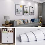 Livelynine Papier Adhésif pour Meuble Cuisine Blanc Uni de 40CM*10M Papier Vinyle Adhésif Blanc Mat Rouleau Décoratif Amovible Étanche Mural Stickers Meubles Salon Chambre Escalier Porte Commode