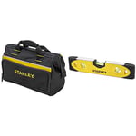 STANLEY Tool Bag 30 x 25 x 13 cm in Resistant 600 x 600 Denier with 8 Interior 2 Exterior Pockets and Reinfored Base 1-93-330 & Shock Proof Torpedo Level 230 mm/9 Inch 0-43-511