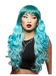 Smiffys Perruque Manic Panic® Mermaid™ Ombre Siren™, cheveux longs, extrémités bouclées avec frange, coiffure à chaud