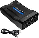 TFUFR HDMI to SCART Converter, 1080P HDMI Input SCART Output Adaptor HDMI Video and Audio Signal to Analog SCART CVBS Signal for Sky Blu-Ray HDTV DVD PS4 PC with Scart Cable, Support PAL/NTSC Formats