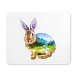 Cool Rabbit with Mountain Forest Landscape Rectangle Non Slip Rubber Comfortable Computer Mouse Pad Gaming Mousepad Mat with Designs for Office Home Woman Man Employee Boss Work