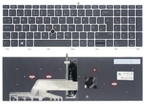 Black UK Backlit Keyboard Silver Frame Track Point For HP ProBook 650 G4 G5