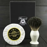 Men's Shaving Brush 100% Pure Black Badger Hair Brush with Clean Shave Soap Set