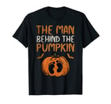 Mens Halloween Pregnancy Announcement Man Behind The Pumpkin Men T-Shirt