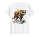 fierce mountain lion prowling, puma animal realistic cougar T-Shirt