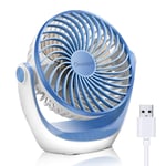 USB Fan, OCOOPA USB Desk Fan Table Fan with Strong Airflow & Quiet Operation, Portable Cooling Fan Speed Adjustable 360°Rotatable Head for Home Office Bedroom Table and Desktop (Blue)