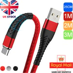 Heavy Duty Nylon Braided Usb Type-c Usb Fast Charging Charge Cable 25cm 1m 2m 3m