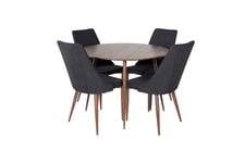 Venture Design Plaza & Leone matgrupp Brun/svart 4 st stolar & bord 100 cm
