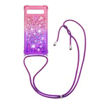 SKALO Google Pixel 7a Juoksuhiekka Glitter Mobile kaulapanta - Pinkki-Violetti