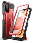 SUPCASE Unicorn Beetle Pro Series Heavy Duty Full Body Case with Built in Screen Protector for Samsung Galaxy A12 (2020) 6.5 inch Metallic Red