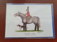 Alex Underdown Hunter Wellies BLANK greetings card Horse card horses fox HUNTING