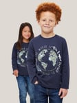 Natural History Museum John Lewis & Partners X Kids' World Long Sleeve Top, Navy Blue 9 years unisex 100% cotton