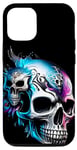 Coque pour iPhone 15 Pro Crânes Rock and Roll en titane punk