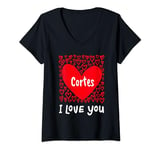 Womens Cortes I Love You, My Heart Belongs To Cortes Personalized V-Neck T-Shirt