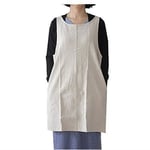 Mjuk bomull Linne Förkläde Enfärgad Halter Cross Bandage Förkläden Japansk stil X Form Dubbla fickor Kök Matlagning Kläder Present
