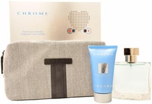 Azzaro Chrome 50ml EDT Hair & Body Wash & Pouch Gift Set Record Your Message
