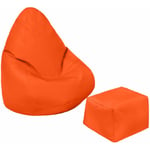 Pouf pour enfants avec repose-pieds pour le salon, siège pouf de jeu pour enfants résistant à l'eau, pouf d'extérieur avec pouf - Orange (Pouf avec