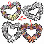 Baker Ross Heart Fuzzy Art Pack of 10, Valentine's Wreath Colouring Activities (FC465), Assorted