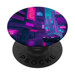 Cyberpunk Vaporwave Colorful Girl City Trippy Art PopSockets Swappable PopGrip
