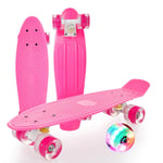 Mini Retro Cruiser Skateboard Complete 22" PP Deck Maximum Load 100kg with PU Flash Wheel for Adults Beginners Girls Boys Highway Street Scooter (Color : A)