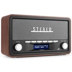 Audizio Foggia retro DAB+ radio med Bluetooth - Bärbar stereoradio med larm - 50W Peak effekt - Grå, Radioapparat DAB Bluetooth och alarm - grå färg